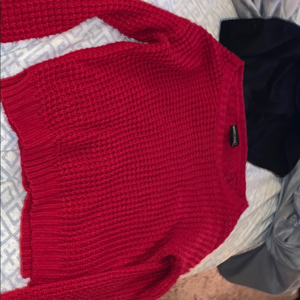 knitted red sweater